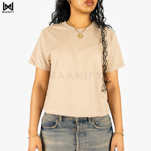 เสื้อยืดครอปท็อปผู้หญิงทรงหนา รุ่นฮิต พิมพ์โลโก้ได้ คอริบหนา สตรีทแวร์ ผ้าฝ้าย ขายดี MAANIFY - Product Image 1