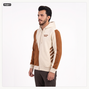 Sweat à capuche zippé intégral pour homme, écologique, taille XS, en molleton de coton et polyester, color block, impression en relief personnalisée, streetwear, sportswear, marque privée - Product Image 3