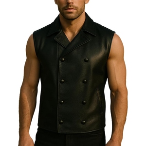 Gilet de motard en cuir véritable de qualité supérieure, gaufré motif araignée, avec design audacieux au dos, idéal pour la moto et les tenues de club personnalisées - Product Image 2