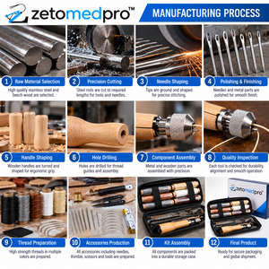 Kit Profesional de Herramientas para Coser Cuero con Aguja de Puntalón, Bobinas de Hilo y Accesorios para Reparación de Cuero y Bricolaje ZetomedPr - Product Image 4