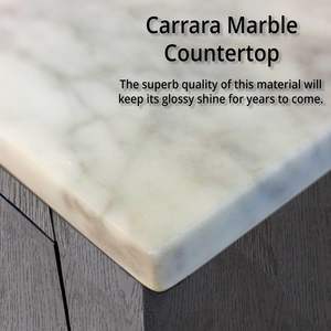 <b>Distressed</b> Grey 80 In. W X 22 In. D Double Bath Vanity with Carrara Marble Top and 30 In. <b>Mirrors</b> Includes Faucet Set - Product Image 6