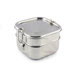 2026 New Arrival Square Stainless Steel Triple Tier 3-Compartment 650ml Leak Proof Clip Locking Lightweight Travel <b>Lunch</b> <b>Box</b> for - Product Image 2