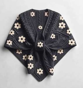 Poncho cape châle tricoté effet cachemire, chaud, à motif écossais, pour femme, en acrylique, style pull cardigan, châles et écharpes - Product Image 5