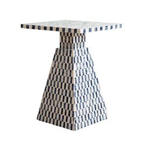 Table d'appoint artisanale en nacre incrustée, style antique, durable et écologique, pour salon bohème - Product Image 1