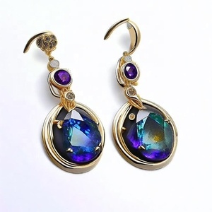 Boucles d'oreilles faites à la main en argent sterling 925 personnalisées goutte bleue conception de doublet de bijoux de mode - Product Image 4