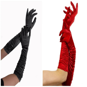 Black Leather Opera Length <b>Gloves</b> Women Retro Style Party Winter Formal Unlined Long <b>Gloves</b> - Product Image 5