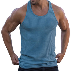 Camisetas de Gimnasio para Hombre al por Mayor, OEM, Personalizadas, Nuevo Diseño, Lisas, Elásticas, Cuello Redondo, Sin Mangas, Corte Ajustado, 100% Poliéster - Product Image 1