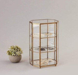 กล่องเก็บเครื่องประดับแก้ว กล่องโชว์เครื่องประดับใสพร้อมกรอบโลหะตกแต่ง พร้อมที่จัดระเบียบกรอบโลหะ - Product Image 6