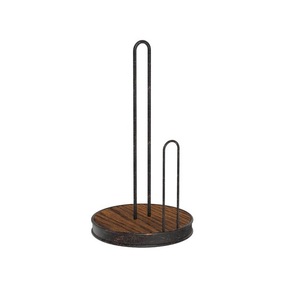 Fantastic Design Metal Black Color Towel And Tissue Holder With Wooden Base Kitchenware Tissue <b>Paper</b> Holder - Product Image 1
