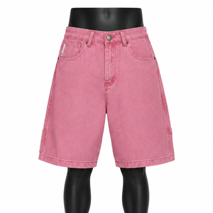 Pantalones Cortos Vaqueros Anchos de Mezclilla Rosa Vintage Lavada para Hombre, Estilo Urbano, Moda de Verano, Venta al por Mayor OEM - Product Image 1