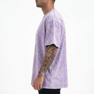 เสื้อยืดคอตตอนผู้ชายแบบย้อมสีสไตล์วินเทจ ทรงหลวม ใส่สบาย สตรีทแวร์ พรีเมียม รับผลิตตามแบบ OEM ผ้าฝ้าย 100% - Product Image 2