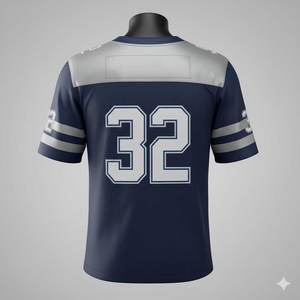 Maillot de football américain personnalisé OEM, manches courtes, tissu en mesh respirant, haute qualité, vêtements de sport d'équipe, unisexe, adulte - Product Image 2