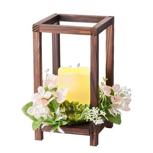 Set di 10 Lanterne in Legno per Centrotavola Matrimoniale con 30 Portacandele LED e 10 Candele Senza Fiamma per Champagne - Product Image 3