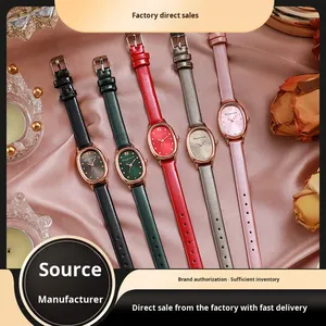 Vintage Fashionable Women's <b>Acrylic</b> Strap Alloy Case Quartz Movement Oval Shaped Bracelet Watch with Pointer Dial - Product Image 2