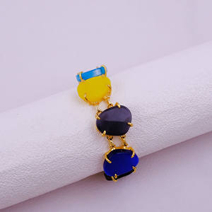 Pulseras de Cadena con Piedras Preciosas Ojo de Gato Multicolor, Chapadas en Oro, Cadena Ajustable, Joyería para Mujer - Product Image 3