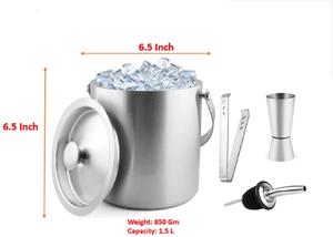 Cubo de Hielo de Acero Inoxidable Premium, Doble Pared Aislada, Acabado Satinado, Acero de Grado Alimenticio con Pinza para Hielo y Vertedor Jigger, Resistente a la Oxidación y al Agrietamiento - Product Image 4