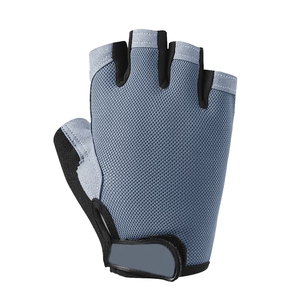 Cycling Gloves For Men Women Padded Gray Color Lightweight <b>Half</b> Finger Breathable Anti <b>Slip</b> Hook Loop Closure Polyester Gloves - Product Image 2