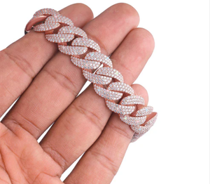 Rose Gold Plated <b>Crystal</b> Chain <b>Bracelet</b> With Round Brilliant Cut Rhinestones Unisex Hiphop Jewelry Gift - Product Image 3