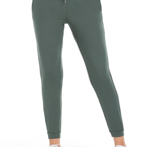 Pantalon crayon moulant en maille verte pour femme, taille mi-haute, avec cordon de serrage, couleur unie, décontracté, longueur complète, avec poches, respirant - Product Image 2