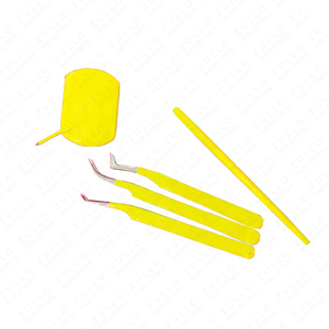 Custom Logo Yellow Powder Coated Eyelash Extension Tweezers Set Stainless Steel Mirror Finish Professional Lash <b>Tools</b> - Product Image 4