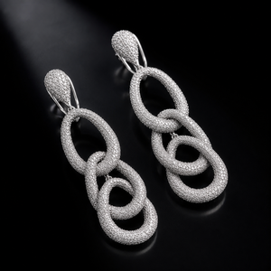 Premium <b>Infinity</b> Link 925 Sterling Silver <b>Earrings</b> with 8CT EF VVS Lab Grown CVD Diamonds for Women - Product Image 4