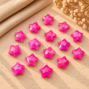 พลอยแคลเซโดนีสีชมพูร้อนทรงดาวเหลี่ยมเพชรพลอยขนาด 10 มม. สำหรับขายส่ง ออกแบบเครื่องประดับ DIY ทำจี้ งานฝีมือ - Product Image 2
