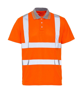 Wholesale Custom Safety Clothing Fluorescent Yellow <b>Orange</b> Reflective Work <b>Polo</b> T-Shirt Class 2 Customizable Logo - Product Image 4