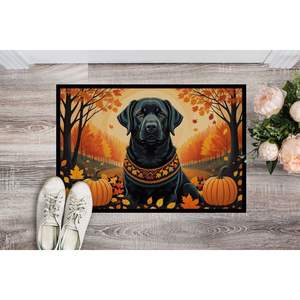 Black Labrador Retriever Design Pile basse antidérapante 24H X 36W Paillasson intérieur/extérieur Tapis de porte avant lavable pour entrée - Product Image 2