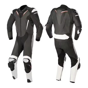 Combinaison de moto en cuir noir et blanc pour homme, décontractée, personnalisée, imperméable, avec capuche, coupe ample, OEM - Product Image 2