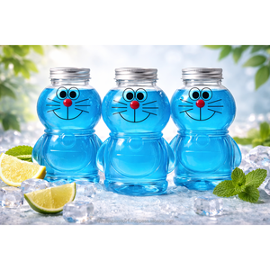 Botella de PET Transparente de 400 ml con Forma de Oso, Tapa de Aluminio con Rosca y Orificio para Pajita, para Bebidas, Categoría de Productos de Botellas de Plástico - Product Image 3