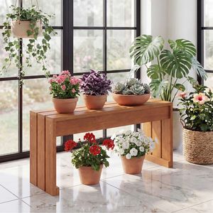 Panca da Giardino per 2 Persone con Telaio in Legno Massiccio per Cortile e Patio - Product Image 5