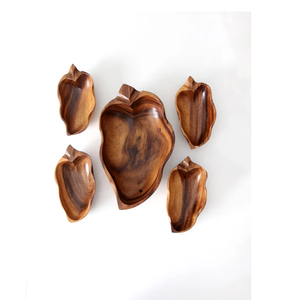 Hand Carved Traditional Wooden Serving Bowl For Kitchen Experience And Fresh Food Presentation Leaf Shape Serving Bowl - Product Image 2