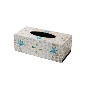 Boîte à mouchoirs rectangulaire en nacre incrustée, porte-papier moderne de luxe fait main, imperméable, décoratif pour salle de bain, coquilles de capiz - Product Image 4