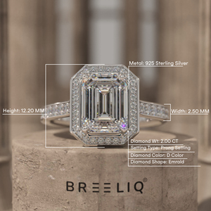 Emerald Cut Diamond Halo Engagement Ring Yellow Gold Pave Band Vintage Style <b>Bridal</b> Wedding Proposal Ring - Product Image 4