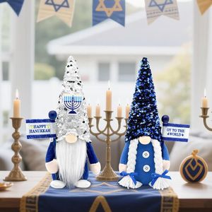 Gnomi di Hanukkah per Decorazioni Interne, Figure in Peluche Menorah, Ornamenti Ebraici per Chanukah, Set di Decorazioni per Hanukkah - Product Image 2