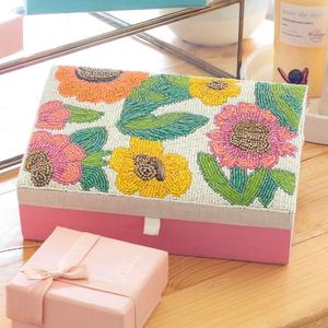 Beaded Rectangle Jewelry Box Velvet Lids Gift Case Solid Printed Geometric <b>Storage</b> Chest for <b>Rings</b> Necklace Keepsake Packaging - Product Image 3