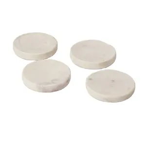 Top Quality Modern Style Marble White <b>Ceramic</b> <b>Coasters</b> with Stainless Steel Hardware Holder - Product Image 1