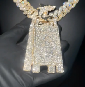 Pendentifs et breloques en argent sterling 925 de haute qualité avec moissanite, style hip-hop VVS Ice Out personnalisé avec placage or rose - Product Image 1