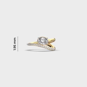 Wholesale 14K Gold 1.40 CTW Oval Cut Lab Grown Diamond Bypass Engagement Ring Micro Pave Crossover <b>Bridal</b> Ring - Product Image 3
