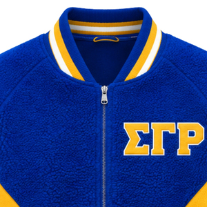 Chaqueta Bomber Sherpa Reversible para Mujer de Sigma Gamma Rho, Chaqueta de Invierno Cálida de Doble Cara con Forro Polar Personalizado de la Hermandad Griega - Product Image 3