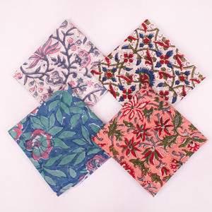 Juego de pañuelos de algodón con estampado vintage, diseño floral, para adultos, accesorios para exteriores para damas - Product Image 1