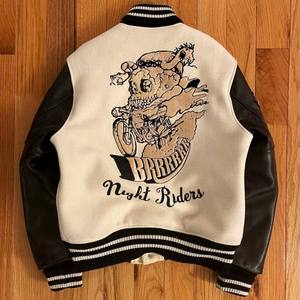 Blouson Bomber Varsity Personnalisé en Laine avec Col Montant, Boutons sur le Devant, Patch Brodé Lettres, Coupe-Vent, Hiver, Vêtement d'extérieur Décontracté pour Homme - Product Image 2