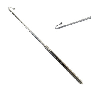 Instrumento Quirúrgico Veterinario de Acero Inoxidable con Gancho Snook y Extremo Esférico para la Eliminación de Ovarios en Procedimientos de Esterilización Animal - Product Image 1