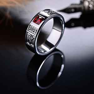 Anillo de Graduación Universitario Personalizado BOJ School Ring 051, Anillo de Colegio Secundario para Ella, con Piedra de Nacimiento, Plata 925, ¡Oferta! - Product Image 1