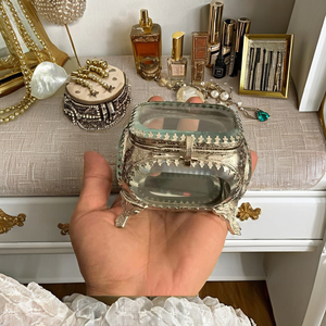 Vintage Silver Plated Metal Jewelry <b>Box</b> Decorative <b>Trinket</b> Storage Hinged Lid Elegant Home Decor Gift Peetal Nagri Artware - Product Image 2