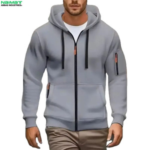 Sweat-shirt à capuche zippé bicolore pour homme, avec empiècements contrastants, en polaire multicolore, uniforme d'entraînement, veste d'extérieur - Product Image 4