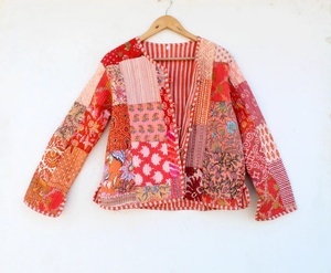 มาใหม่ล่าสุดสีHandmade Patchworkแจ็คเก็ตอินเดียHandmade Patchทํางานแจ็คเก็ตเสื้อBohoเสื้อแจ็คเก็ตสําหรับสตรี - Product Image 3