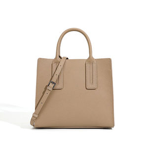Sac fourre-tout en cuir véritable noir, grainé, avec fermeture éclair, sac à main à bandoulière, grande capacité pour les voyages quotidiens et le shopping - Product Image 2