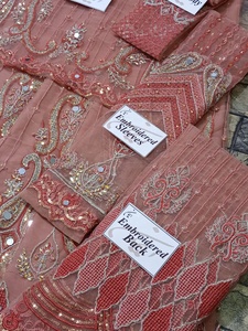 2023 alta calidad red Rosa pakistaní/indio Lehenga Choli vestido Venta caliente viscosa y seda con trabajo hecho a mano y bordado - Product Image 5