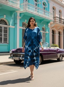 High Quality Designer Rayon <b>Kaftan</b> Tie Dyed <b>Summer</b> Daily Wear Regular Fit Sweetheart neck at Best Price by Supplier - Product Image 2